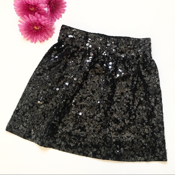 Garnet Hill Short Black Sequin Skirt - Picture 1 of 7